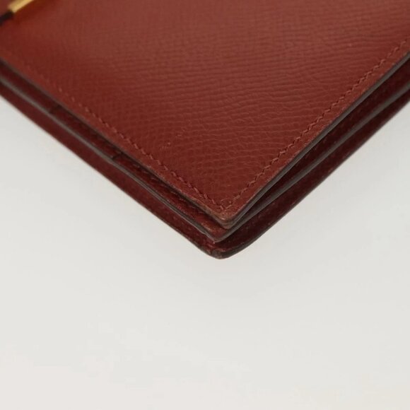 HERMES Beansufla Wallet Leather Brown Gold Auth 142375 - Picture 3 of 16